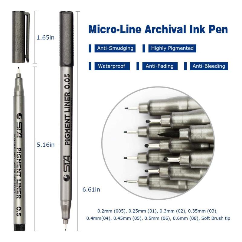 9pcs Micro Pen Fineliner Ink Pens for Drawing & Illustrating