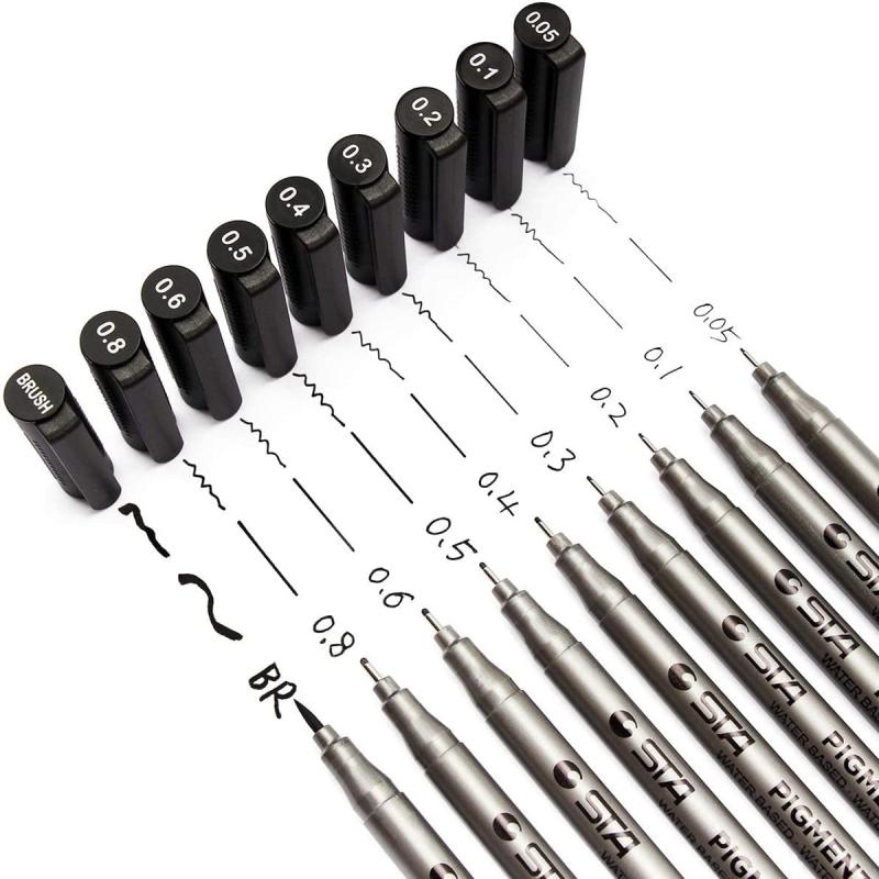 9pcs Micro Pen Fineliner Ink Pens for Drawing & Illustrating