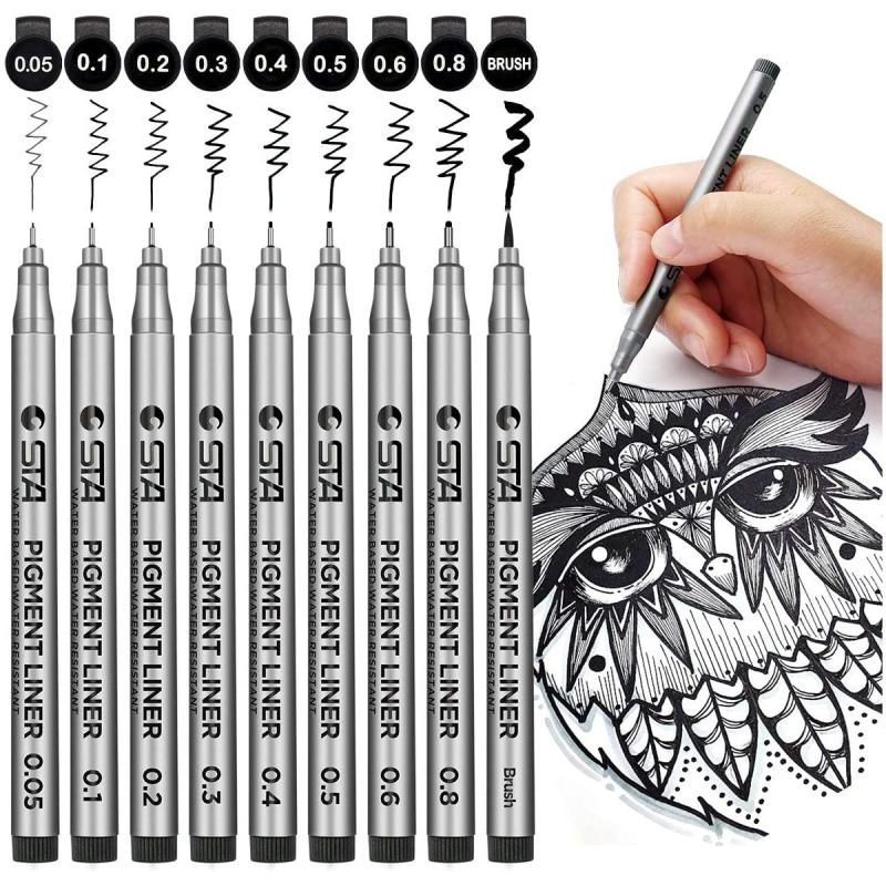 9pcs Micro Pen Fineliner Ink Pens for Drawing & Illustrating
