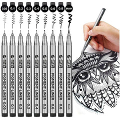 9pcs Micro Pen Fineliner Ink Pens for Drawing & Illustrating