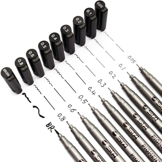 9pcs Micro Pen Fineliner Ink Pens for Drawing & Illustrating