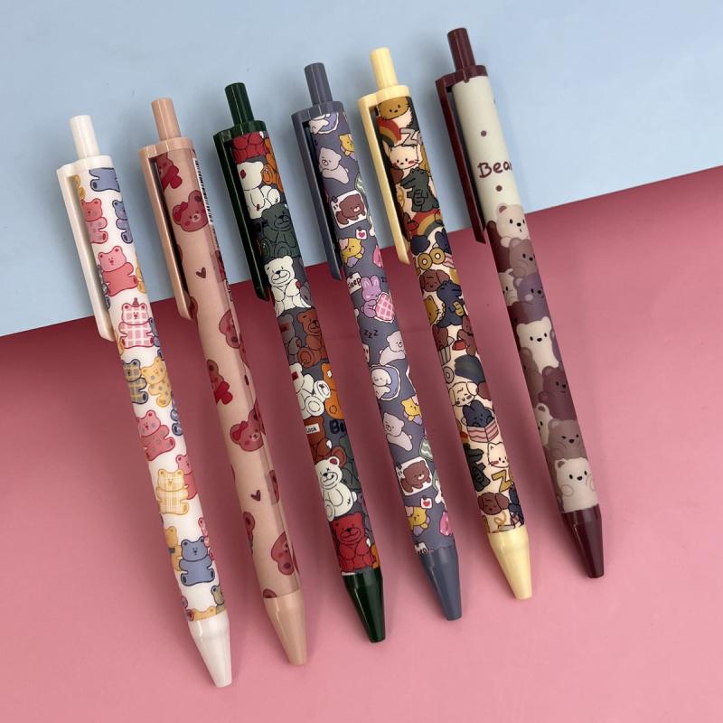 6pcs Cartoon Bear Gel Pens Ink