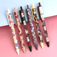 6pcs Cartoon Bear Gel Pens Ink