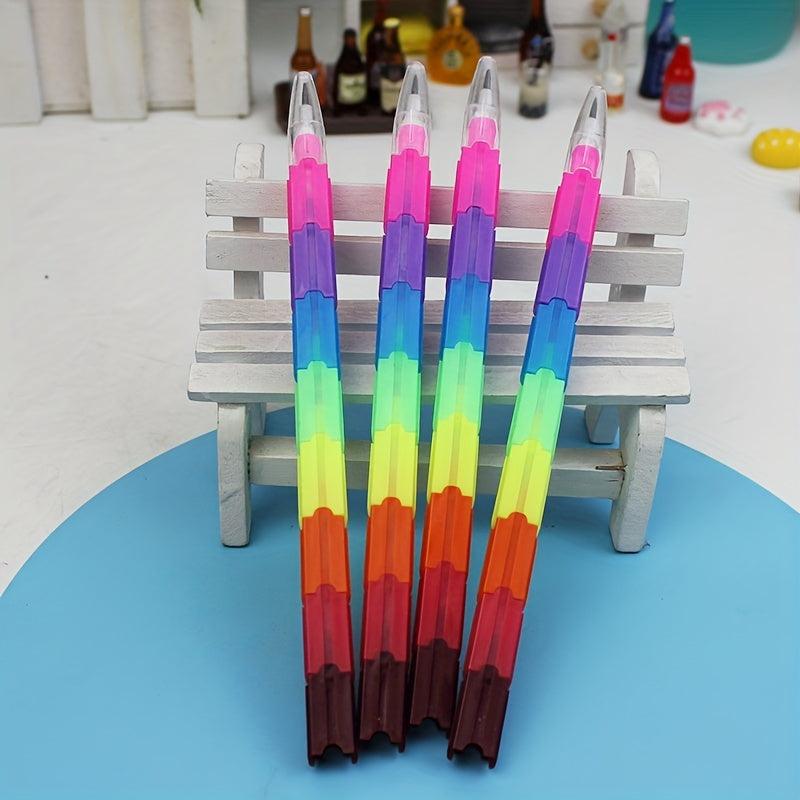 4pcs Rainbow Stacking Pencils, Kids' School & Birthday Parties