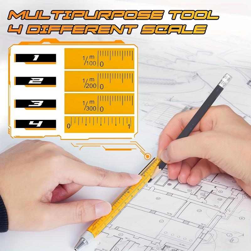Men 6 In 1 Multitool Pen With Ballpoint Pen Ruler Personalized Pen Gadget
