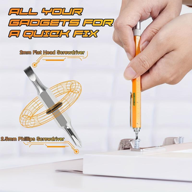 Men 6 In 1 Multitool Pen With Ballpoint Pen Ruler Personalized Pen Gadget