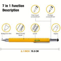 Men 6 In 1 Multitool Pen With Ballpoint Pen Ruler Personalized Pen Gadget