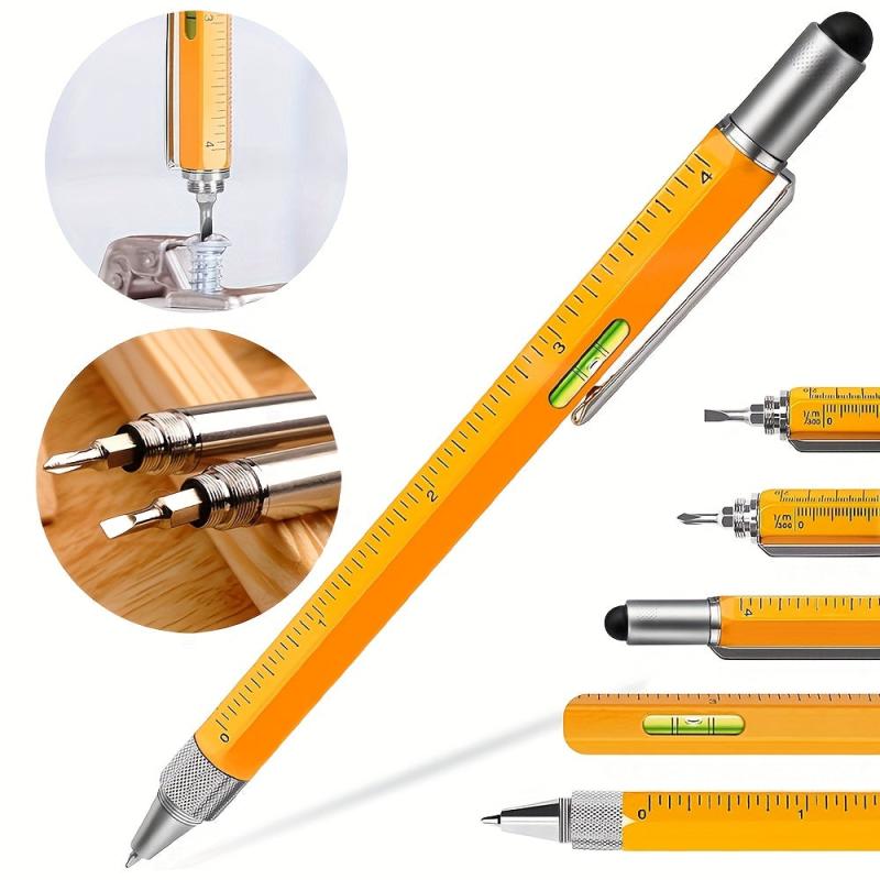 Men 6 In 1 Multitool Pen With Ballpoint Pen Ruler Personalized Pen Gadget