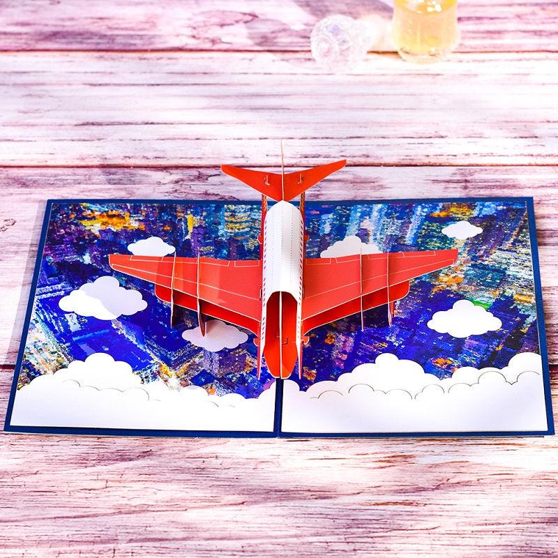 3D Airplane Pop Up Birthday Card Business Airplane Fathers Greeting Cards