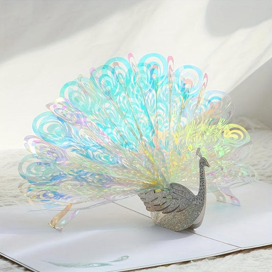 3D Peacock Greeting Card Thanksgiving Birthday Christmas with Envelope