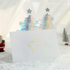 1pc 3D Glitter Christmas Greeting Card Creative Xmas Decor Blessing Message