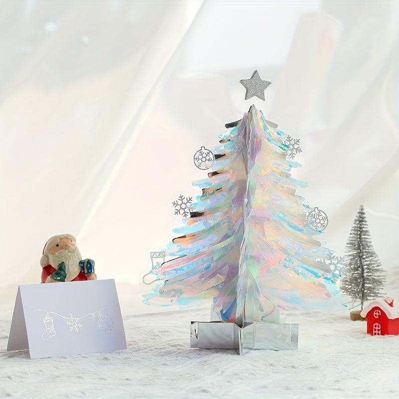 1pc 3D Glitter Christmas Greeting Card Creative Xmas Decor Blessing Message