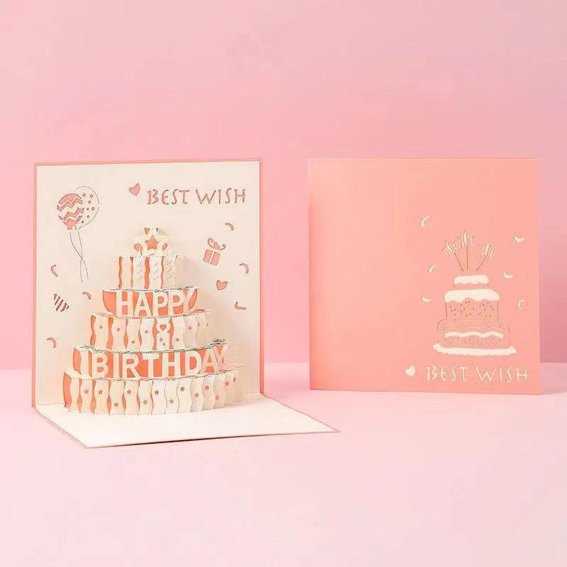 3D Birthday Cake Greeting Card for Anniversary, 1pc