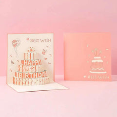 3D Birthday Cake Greeting Card for Anniversary, 1pc