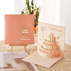 3D Birthday Cake Greeting Card for Anniversary, 1pc