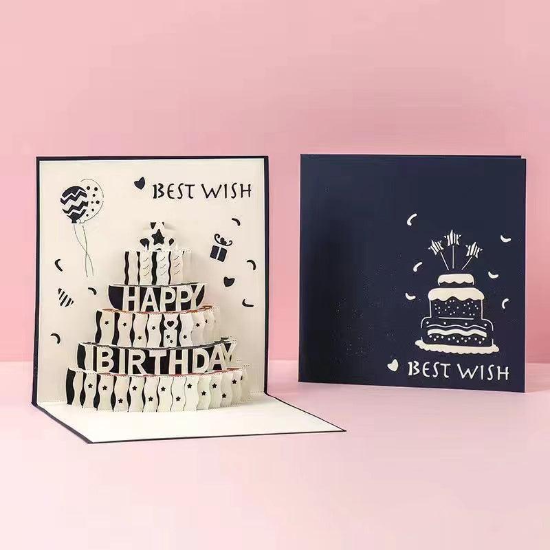 3D Birthday Cake Greeting Card for Anniversary, 1pc