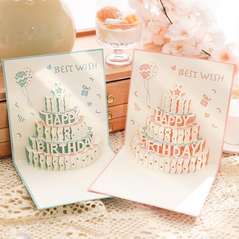 3D Birthday Cake Greeting Card for Anniversary, 1pc