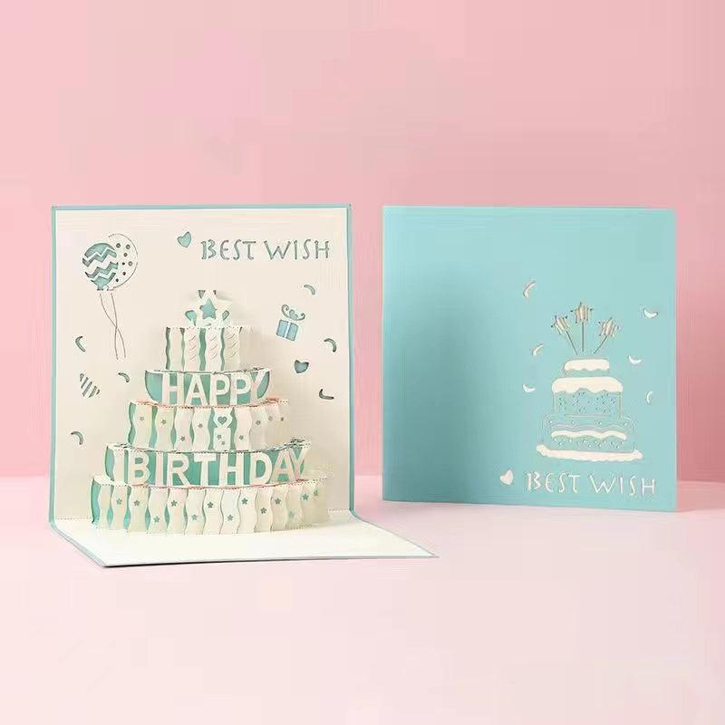 3D Birthday Cake Greeting Card for Anniversary, 1pc