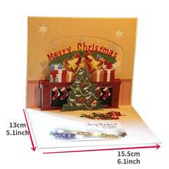 3D Merry Christmas Tree Greeting Cards Postcards Birthday Gift