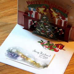 3D Merry Christmas Tree Greeting Cards Postcards Birthday Gift
