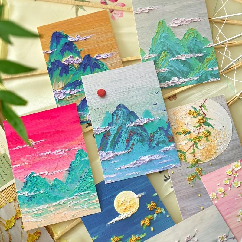 30pcs Painting Style Birthday Wishes Gift Message Card Postcard