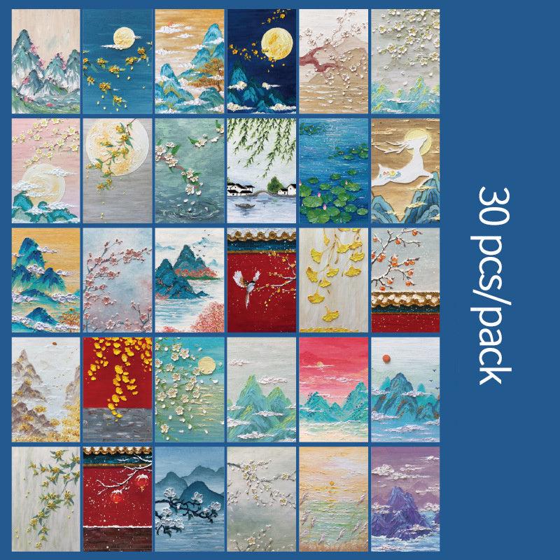 30pcs Painting Style Birthday Wishes Gift Message Card Postcard