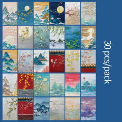 30pcs Painting Style Birthday Wishes Gift Message Card Postcard