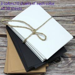 30pcs 3-Color Blank Greeting Cards Postcards Set DIY Note Paper Index Cards