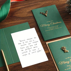 4pcs Vintage Stamping Christmas Metal Greeting Card With Envelope