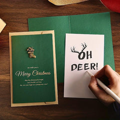 4pcs Vintage Stamping Christmas Metal Greeting Card With Envelope