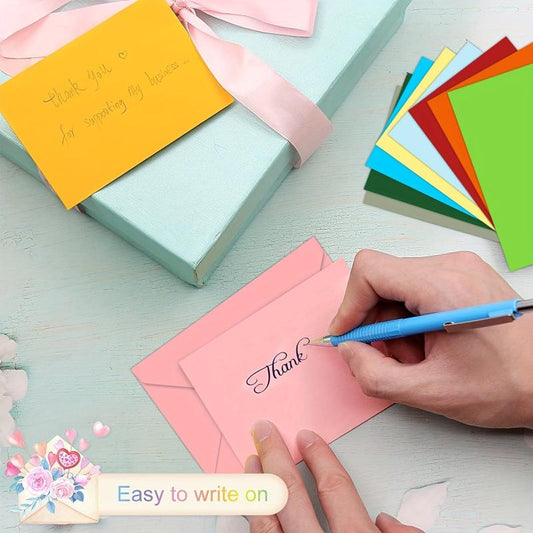 10 Pack Colorful Blank Cards & Envelopes, Assorted Colors