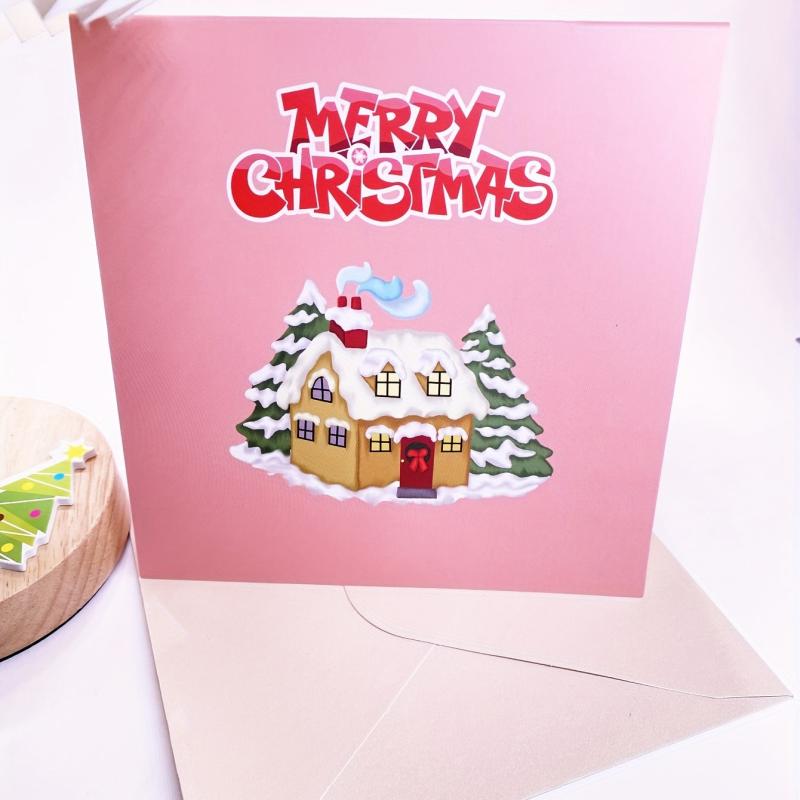 3D Stereo Cartoon Christmas Cards With Envelopes