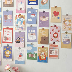 30pcs Girl Heart Bear Card Set Diary Journal Students' Room Decoration