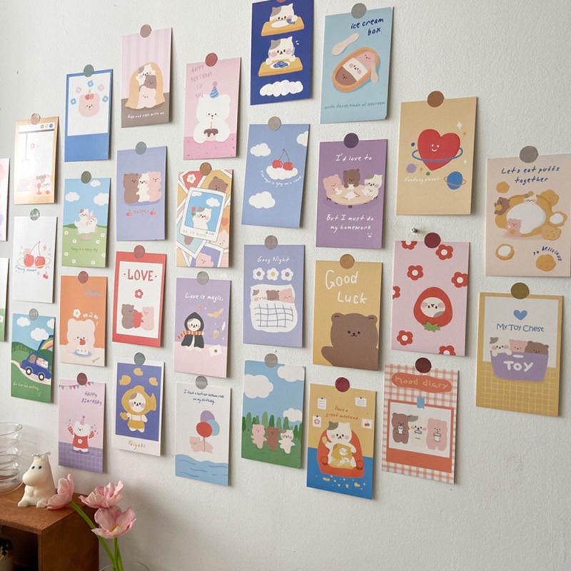 30pcs Girl Heart Bear Card Set Diary Journal Students' Room Decoration