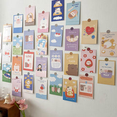 30pcs Girl Heart Bear Card Set Diary Journal Students' Room Decoration
