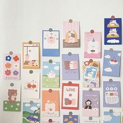 30pcs Girl Heart Bear Card Set Diary Journal Students' Room Decoration