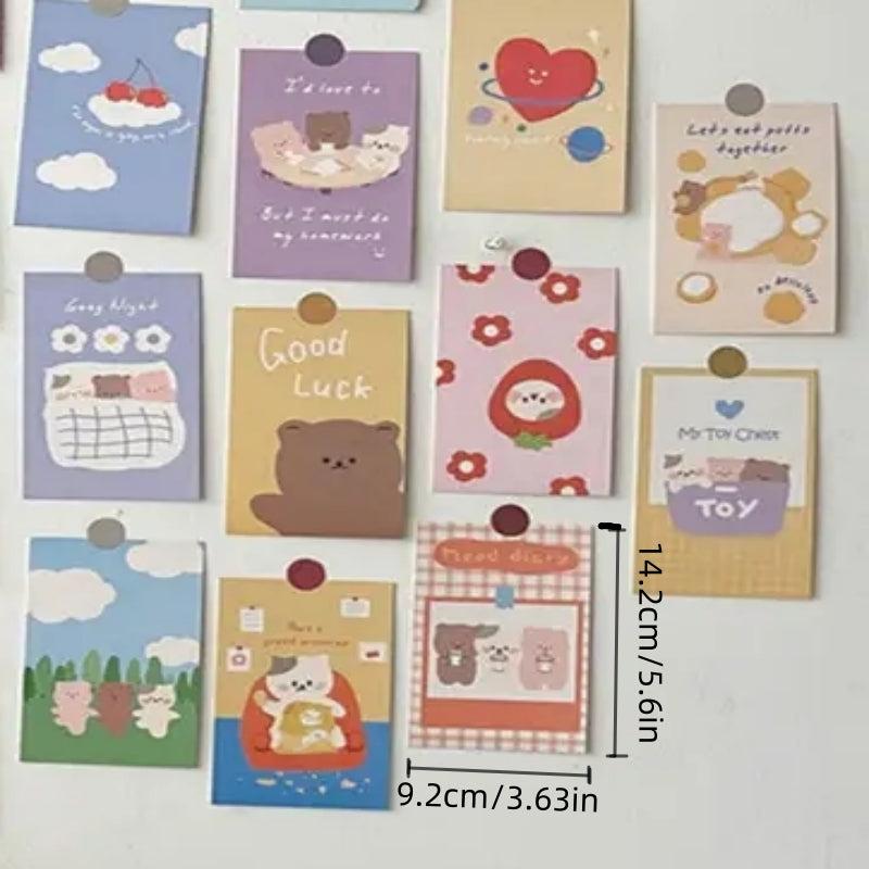 30pcs Girl Heart Bear Card Set Diary Journal Students' Room Decoration