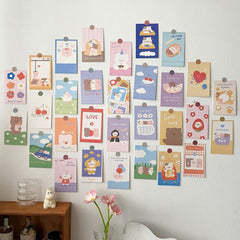 30pcs Girl Heart Bear Card Set Diary Journal Students' Room Decoration