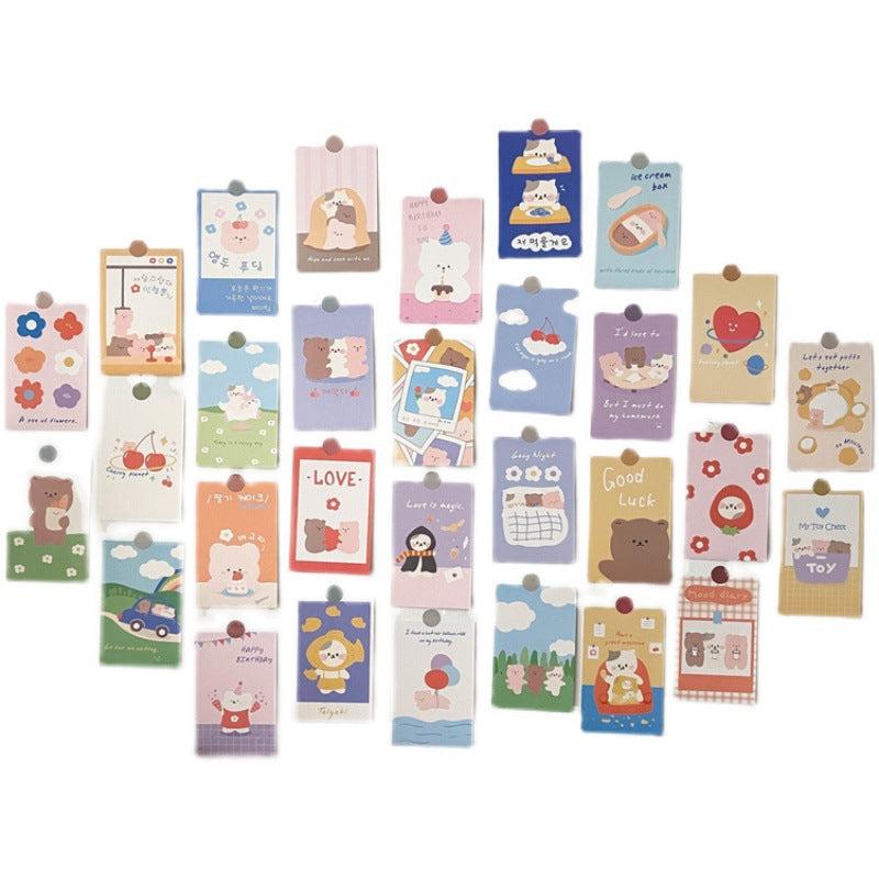 30pcs Girl Heart Bear Card Set Diary Journal Students' Room Decoration
