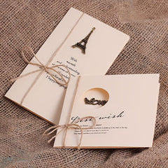 8pcs Christmas Greeting Cards Set With Envelopes & Twine - Vintage Brass Pendant