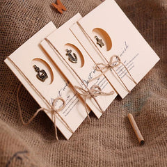 8pcs Christmas Greeting Cards Set With Envelopes & Twine - Vintage Brass Pendant