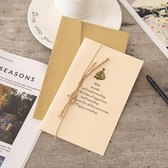 8pcs Christmas Greeting Cards Set With Envelopes & Twine - Vintage Brass Pendant
