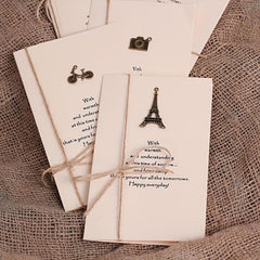 8pcs Christmas Greeting Cards Set With Envelopes & Twine - Vintage Brass Pendant