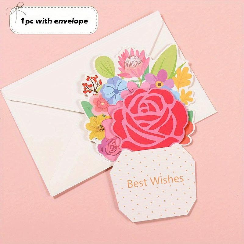 3pcs Bouquet Greeting Cards for Thanksgiving Mothers and Friends