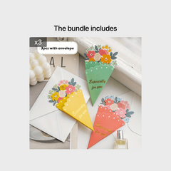 3pcs Bouquet Greeting Cards for Thanksgiving Mothers and Friends