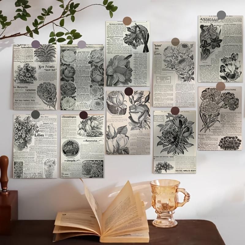 Set of 10 Floral Greeting Cards for Postcards or Wall Decor