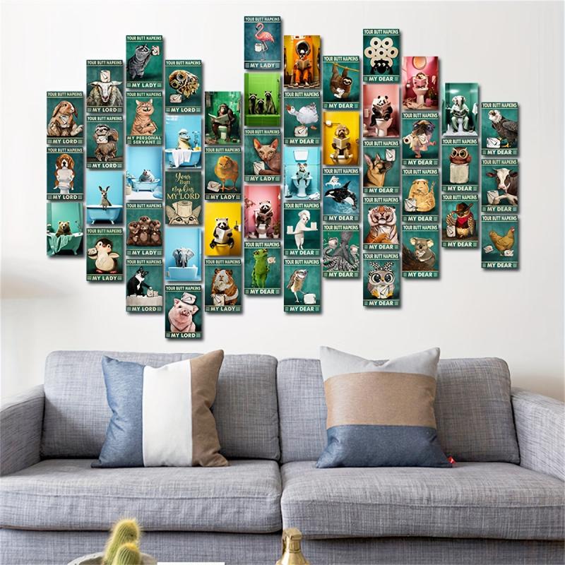 50pcs Postcard Collage Kit Animals Wall Decor Room Funny Toilet Picture
