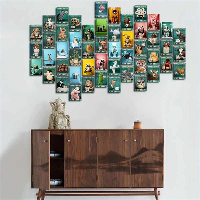50pcs Postcard Collage Kit Animals Wall Decor Room Funny Toilet Picture