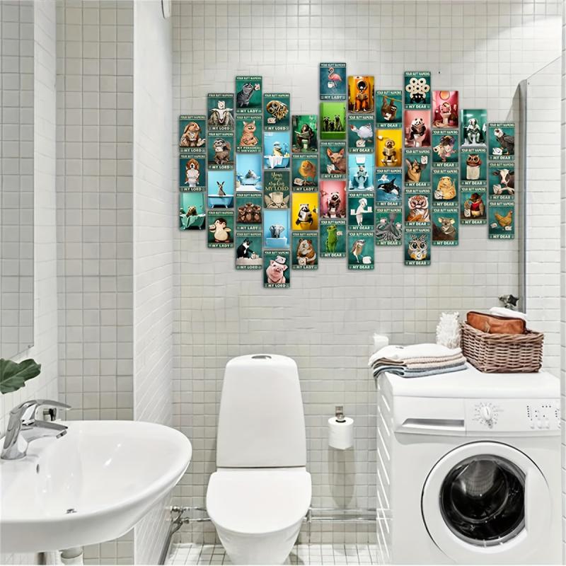 50pcs Postcard Collage Kit Animals Wall Decor Room Funny Toilet Picture