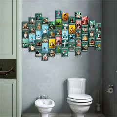 50pcs Postcard Collage Kit Animals Wall Decor Room Funny Toilet Picture